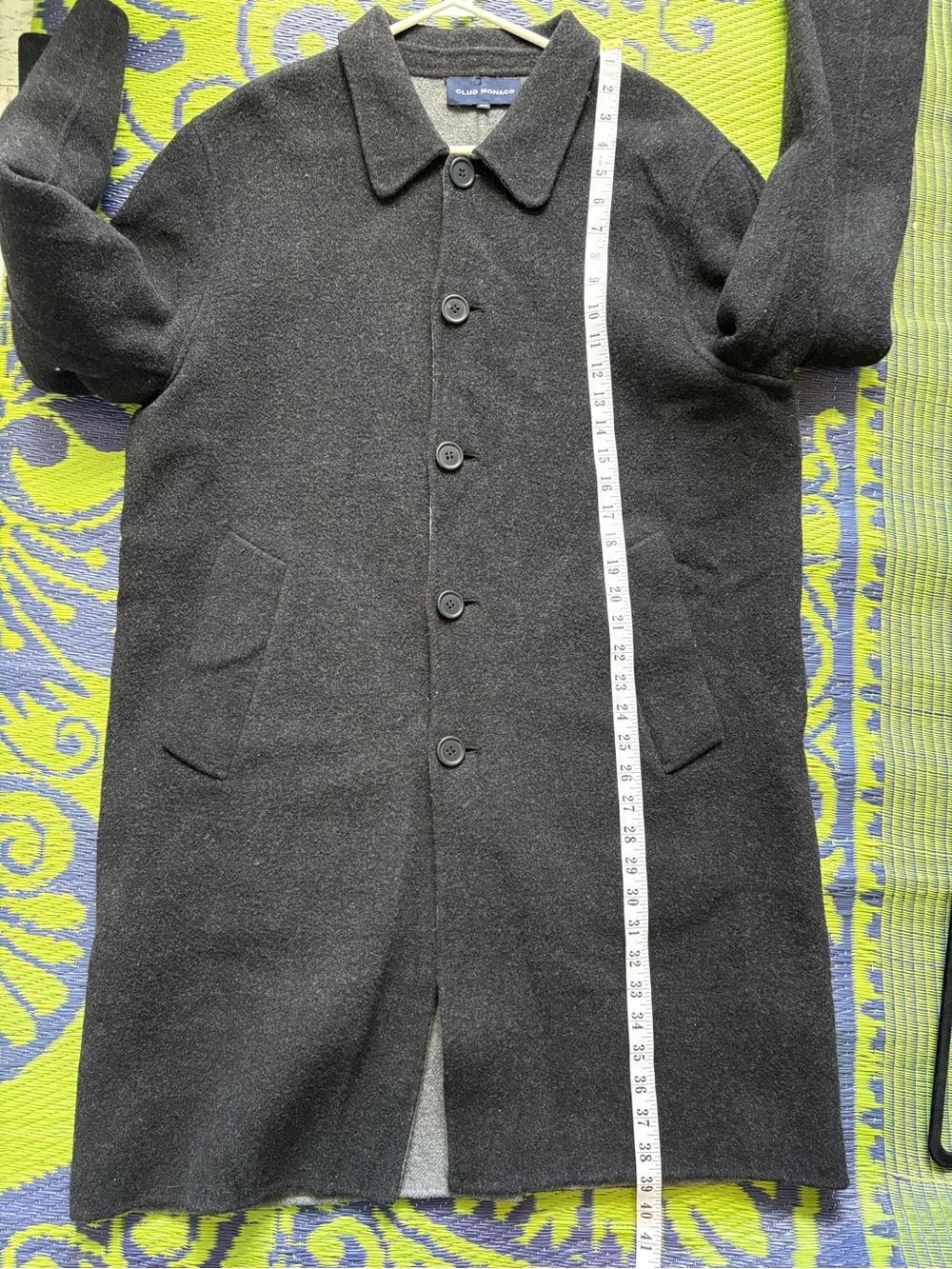 Club Monaco Charcoal Gray Men's Wool Double Faced Single Breast Coat Size M Fall - Picture 9 of 11